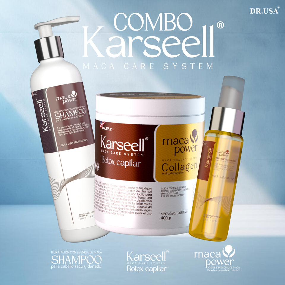 COMBO CAPILAR KaARSEELL | SHAMPOO + MASCARRILLA + ACEITE DE MACA & ARGÁN
